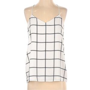 Express Ivory and Black Grid Blouse Halter Neck Women’s Size Large